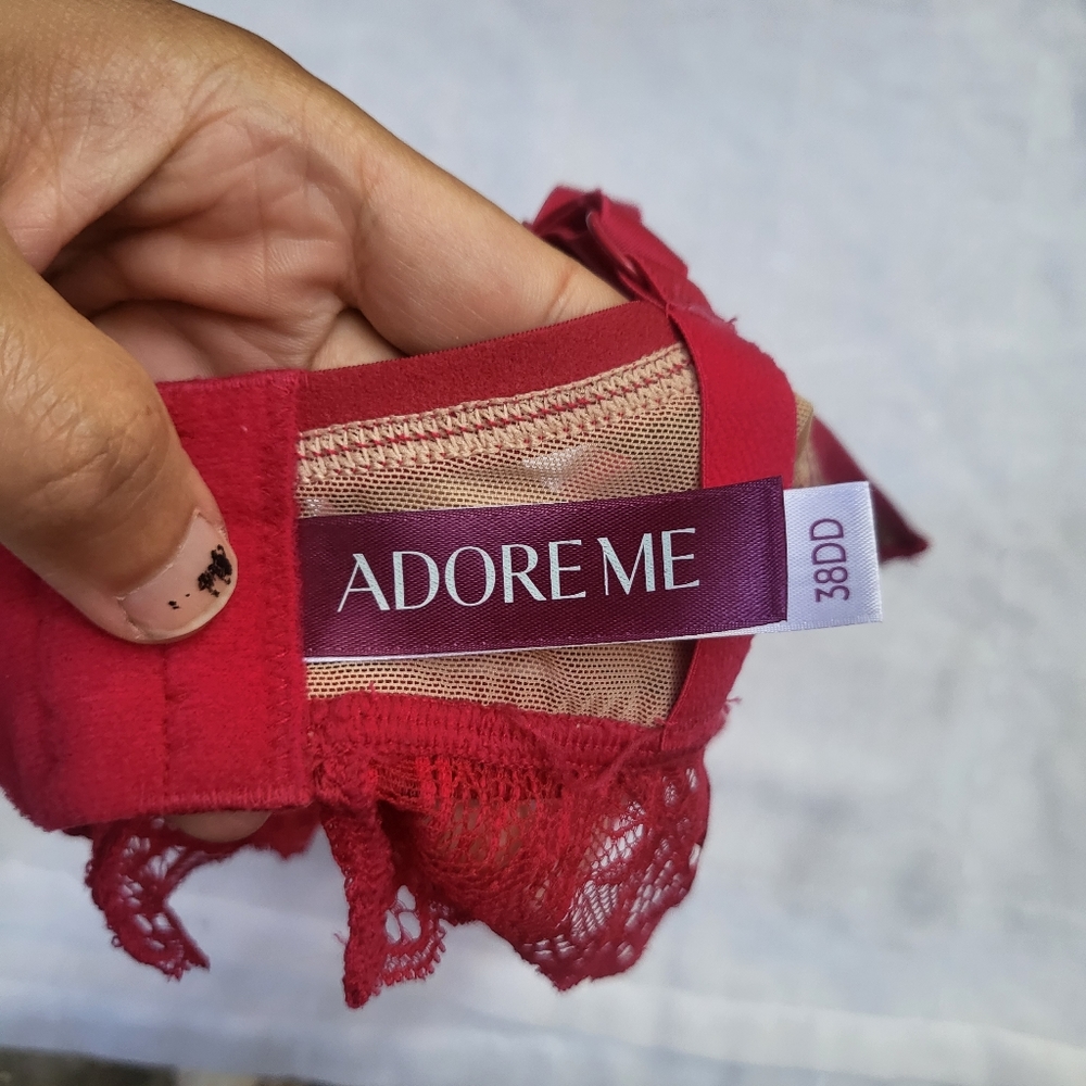 NWOT Adore Me red lace nude mesh bra - Picture 4 of 5